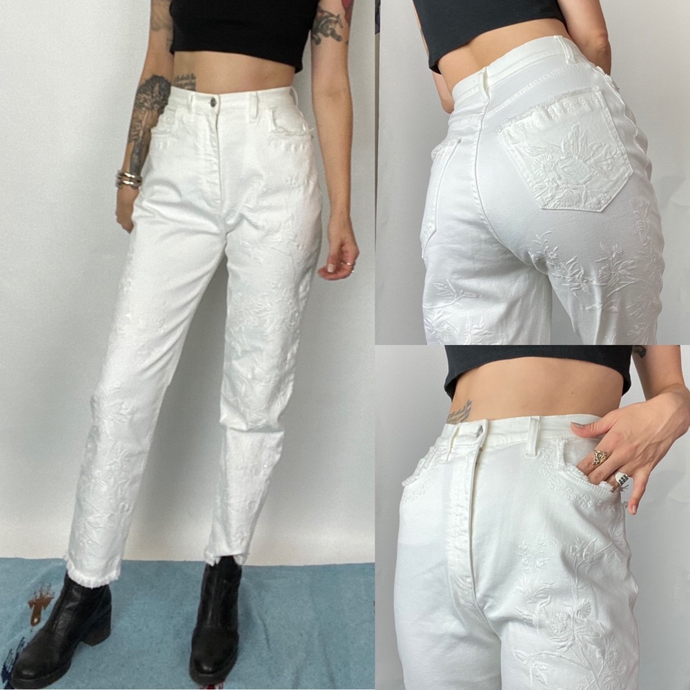 Etro High Rise Embroidered Straight Slim Jeans